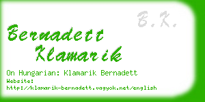 bernadett klamarik business card